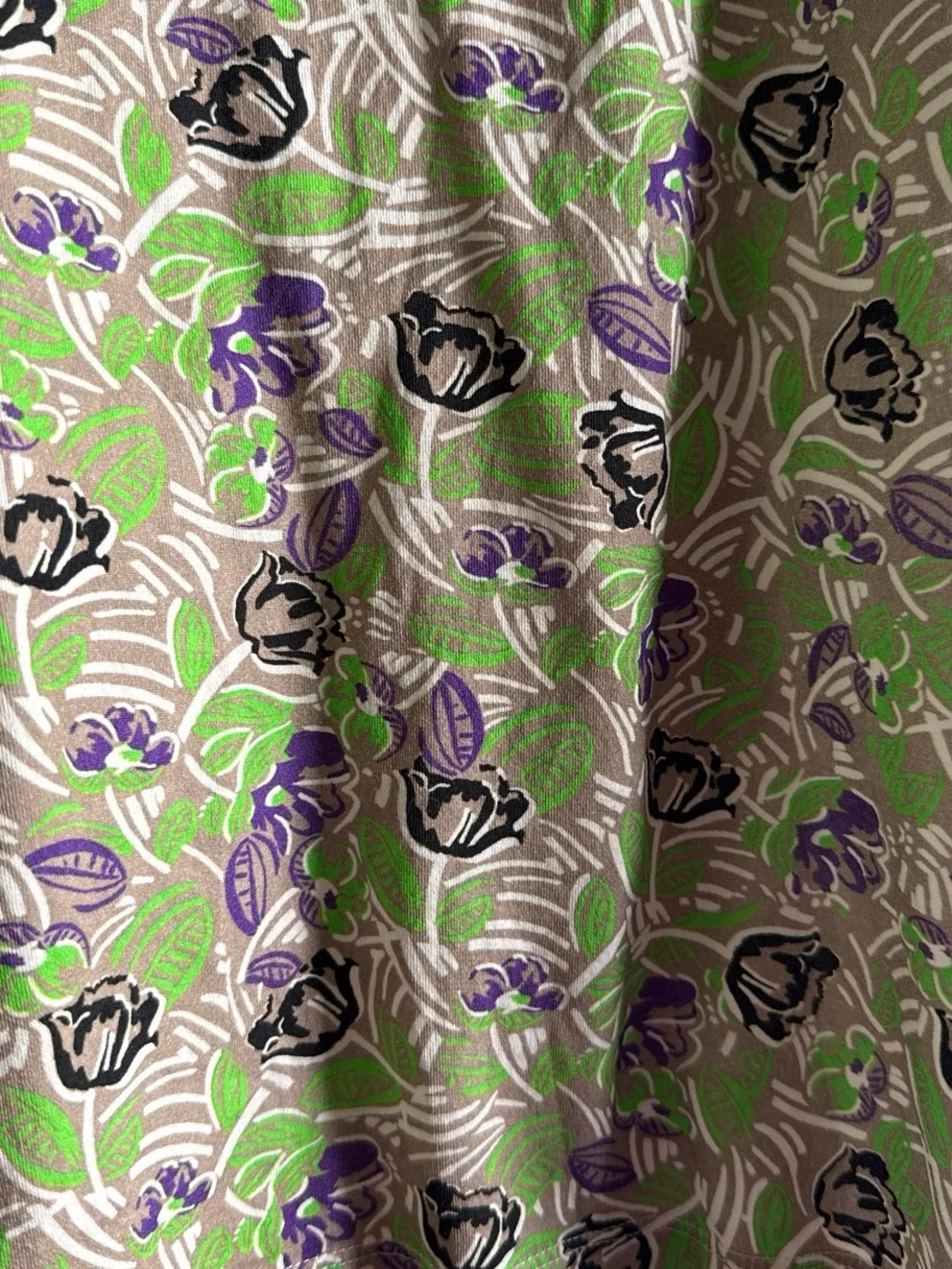 Tory Burch Green, Purple & Black Floral Collared Short-Sleeve Blouse